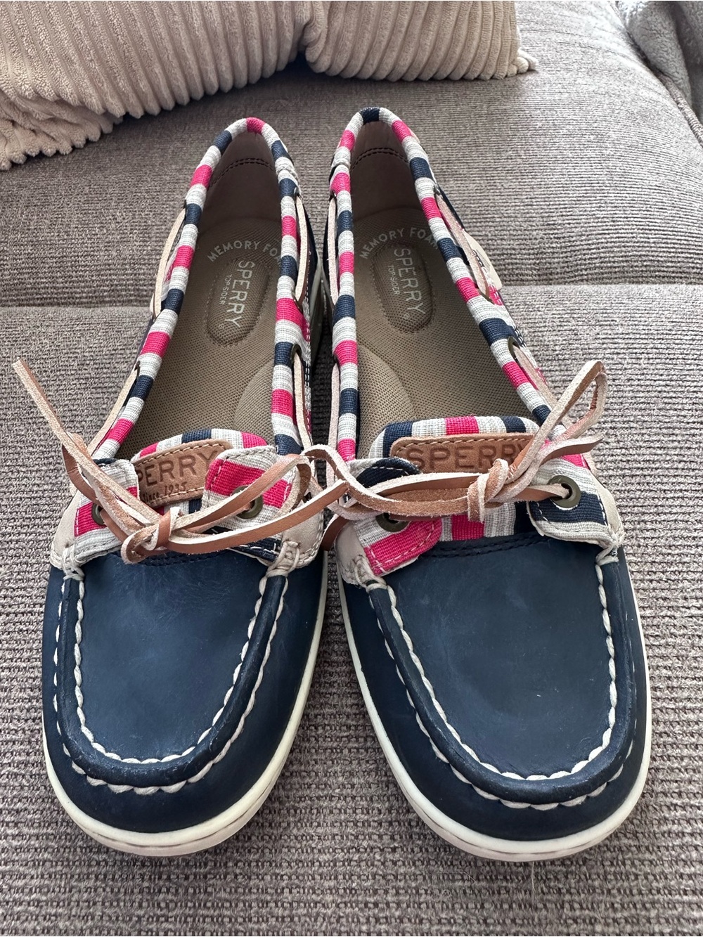 Sperry Top-Sider Angelfish Women’s Boat Shoes Navy Red White Striped Size 6.5